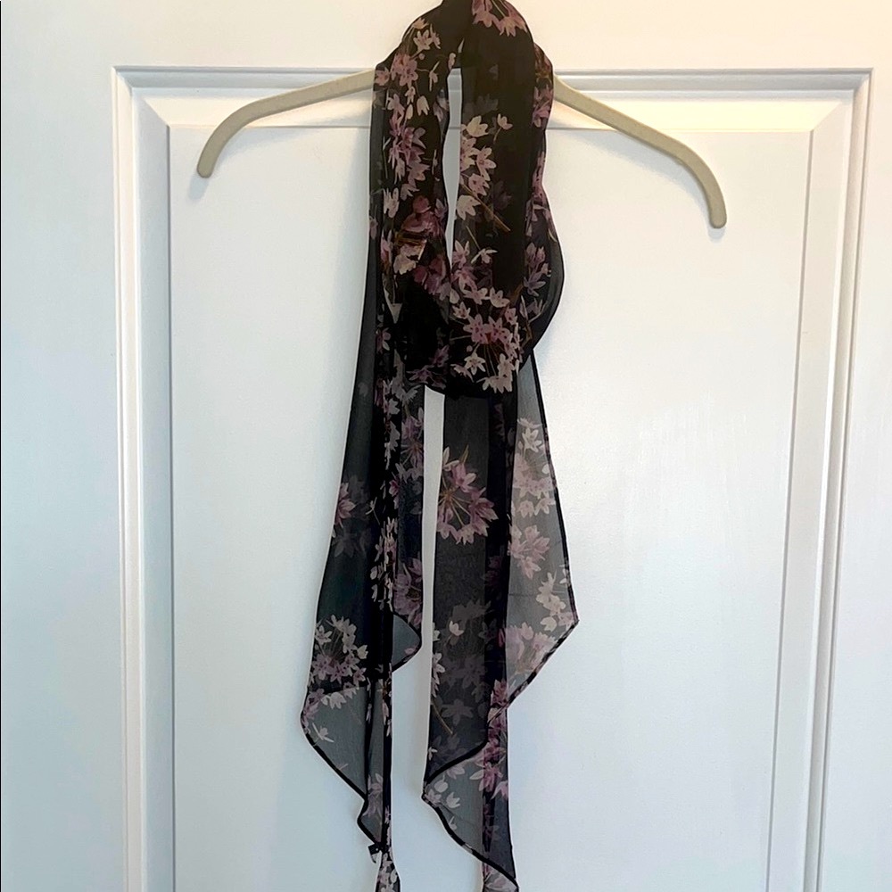 WHBM Floral Black and Pink Scarf-Like New!